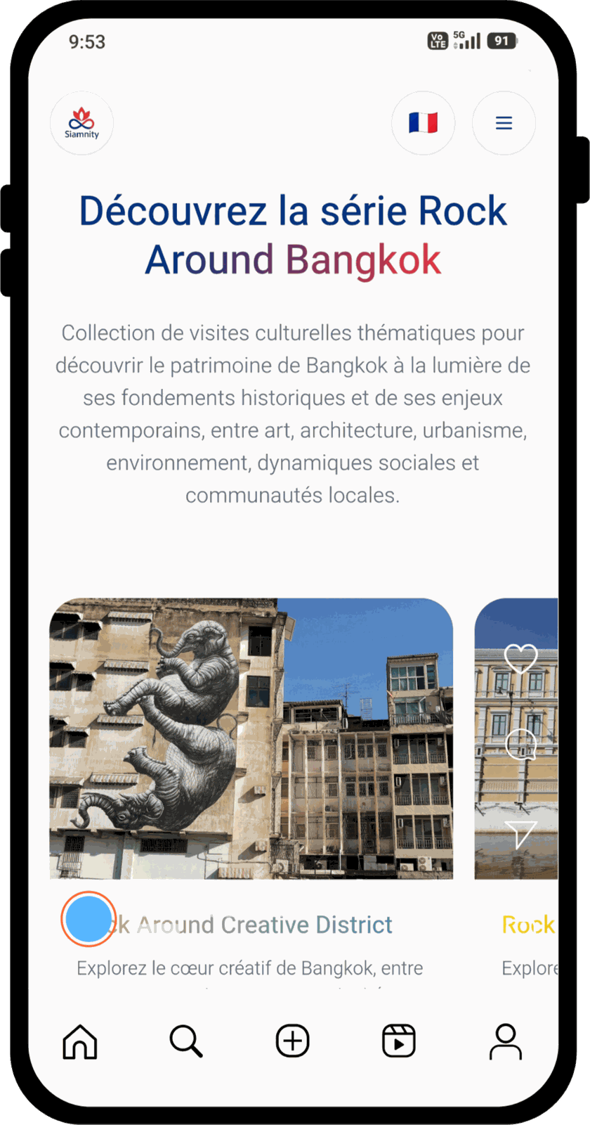 Screen showing the Rock Around Bangkok series — Bangkok audio tours in the app