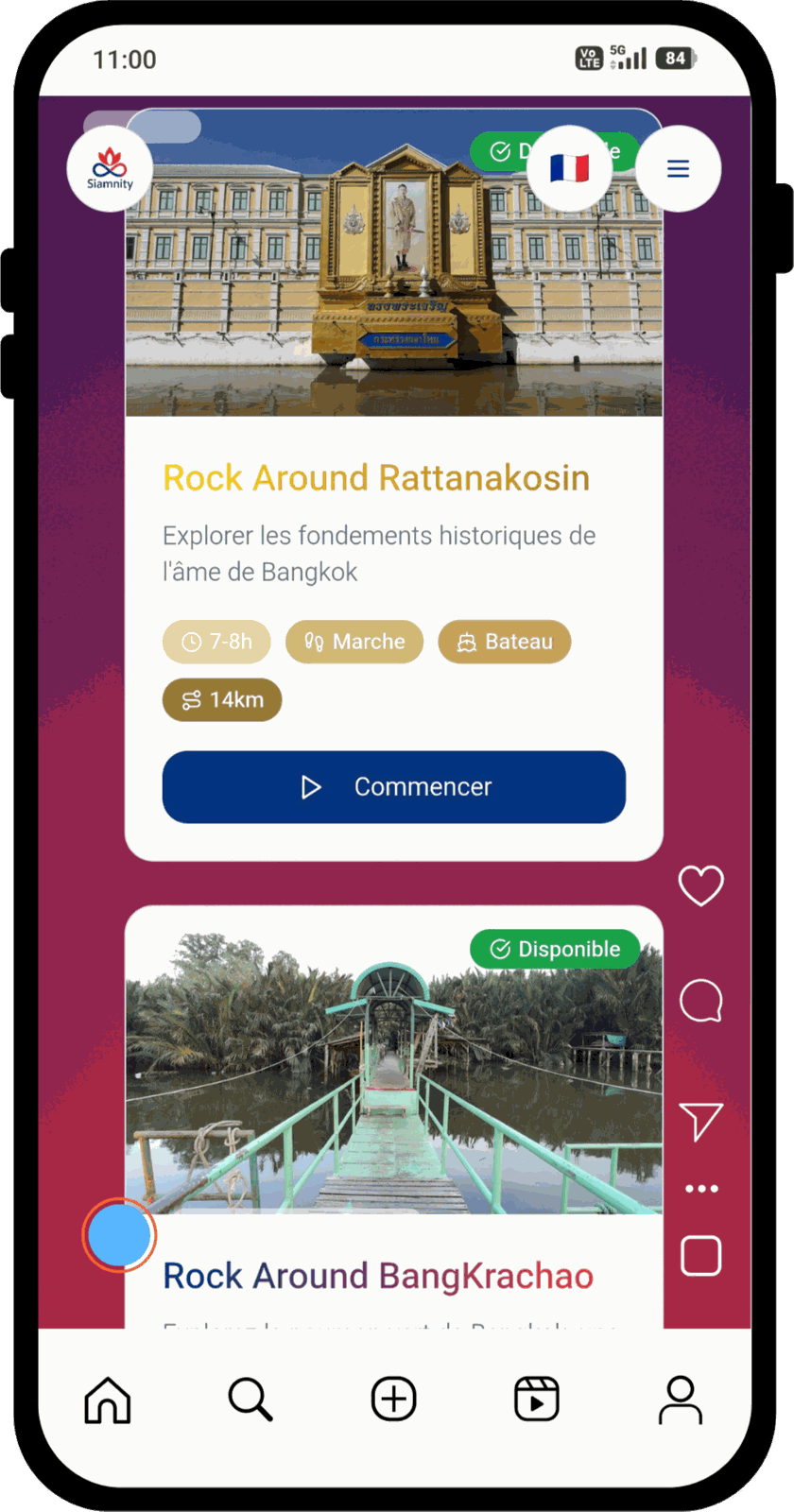 Included tours screen, Rattanakosin and Bang Krachao — corporate cultural visit in Bangkok