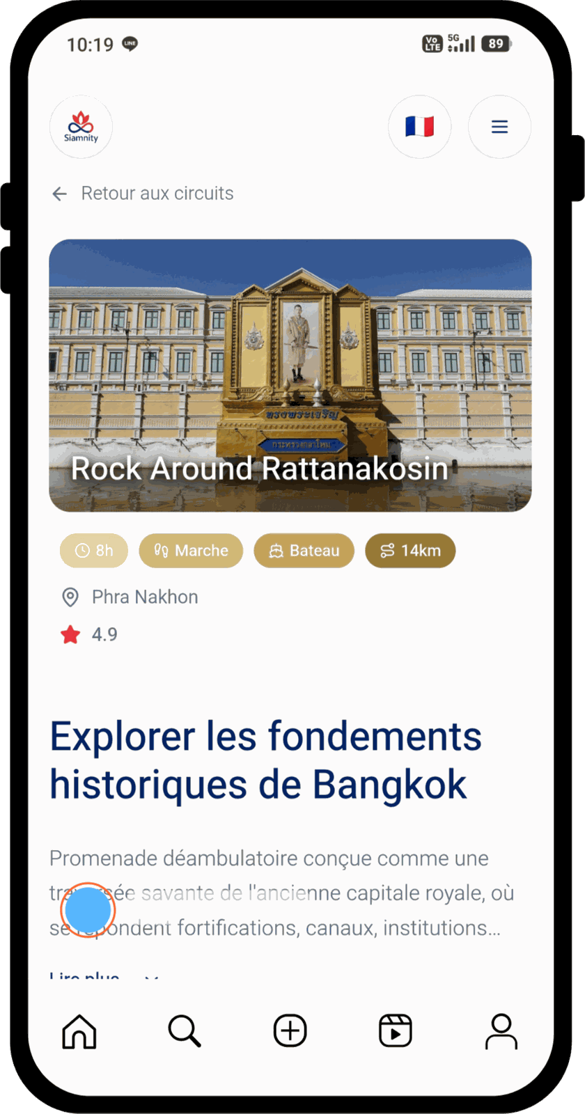 Rock Around Rattanakosin tour card, Phra Nakhon — self-guided Bangkok tour